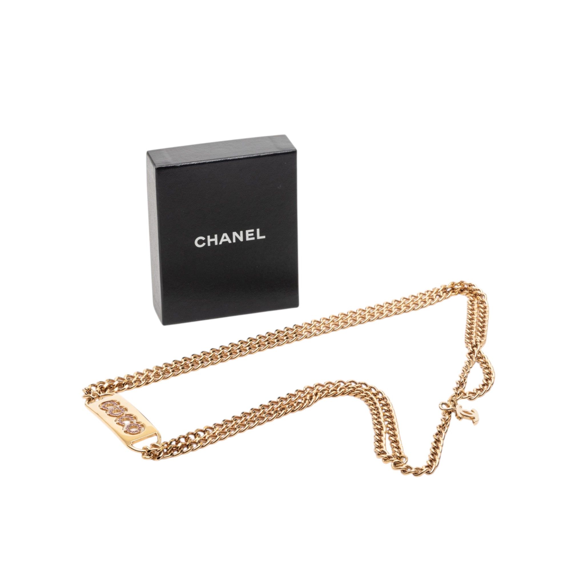 CC Gold Plated Coco Rhinestones Double Chain Necklace - Image 6