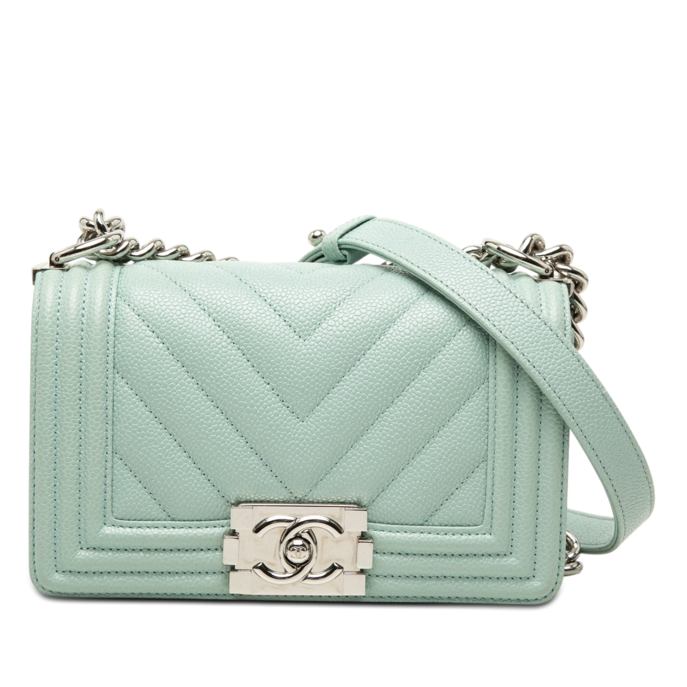 Small Chevron Caviar Boy Flap - Image 1
