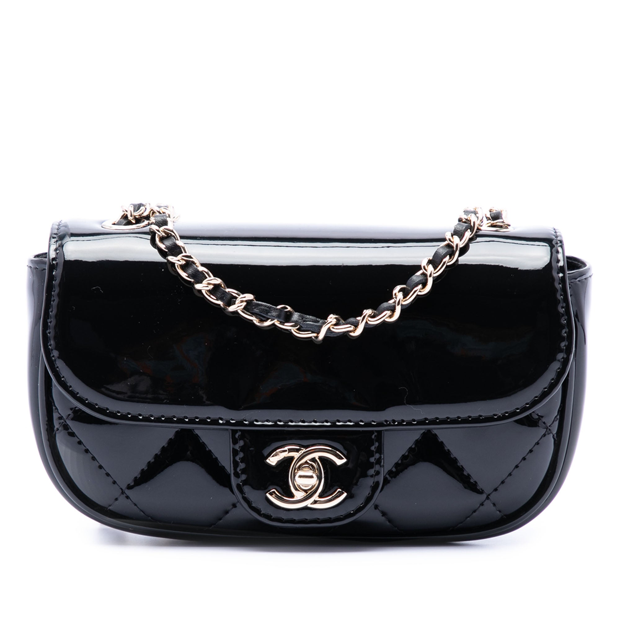 Mini CC Quilted Patent Single Flap - Image 1