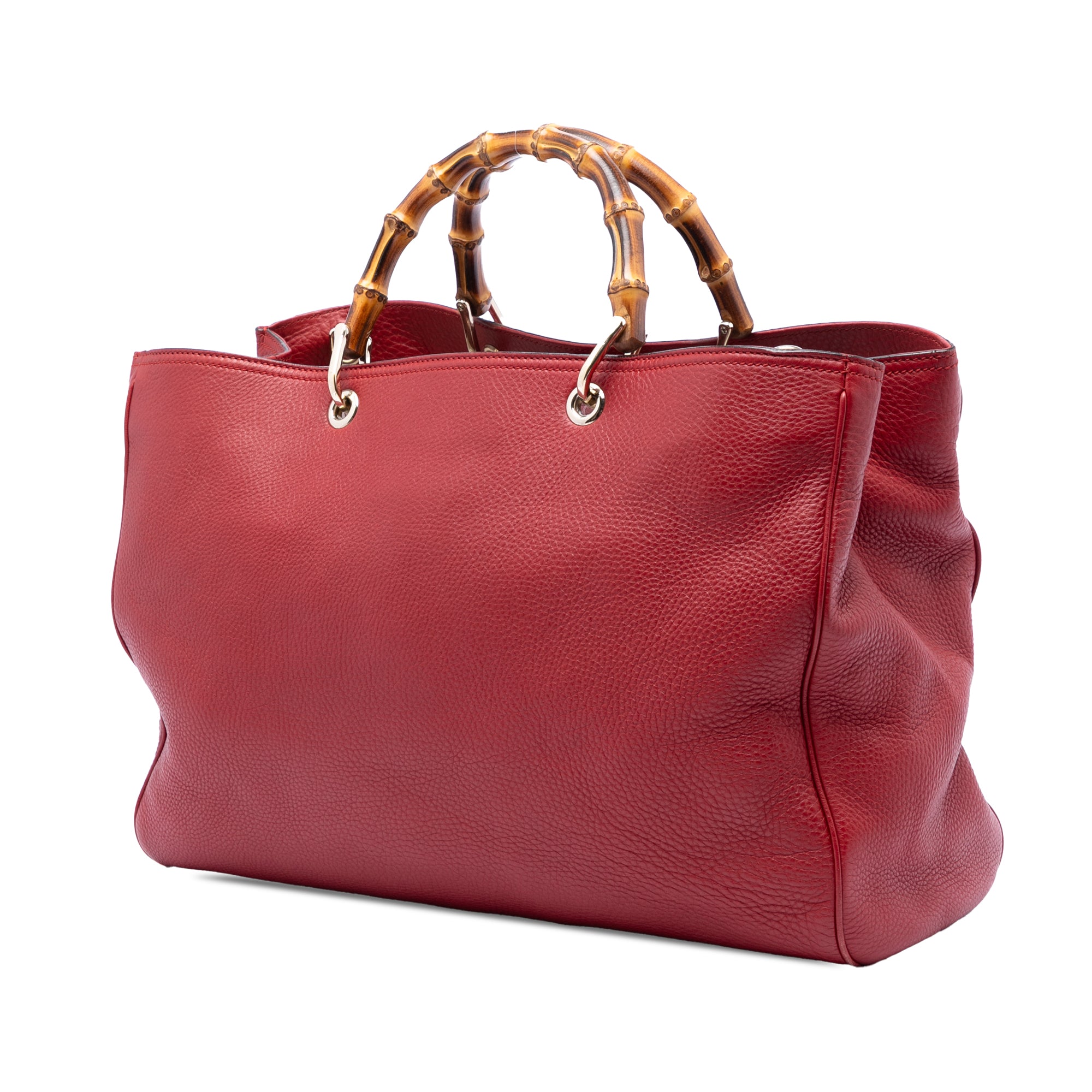 Large Calfskin Bamboo Shopper Satchel - Image 2