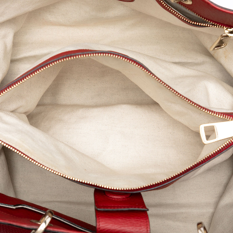 Large Calfskin Bamboo Shopper Satchel - Image 4