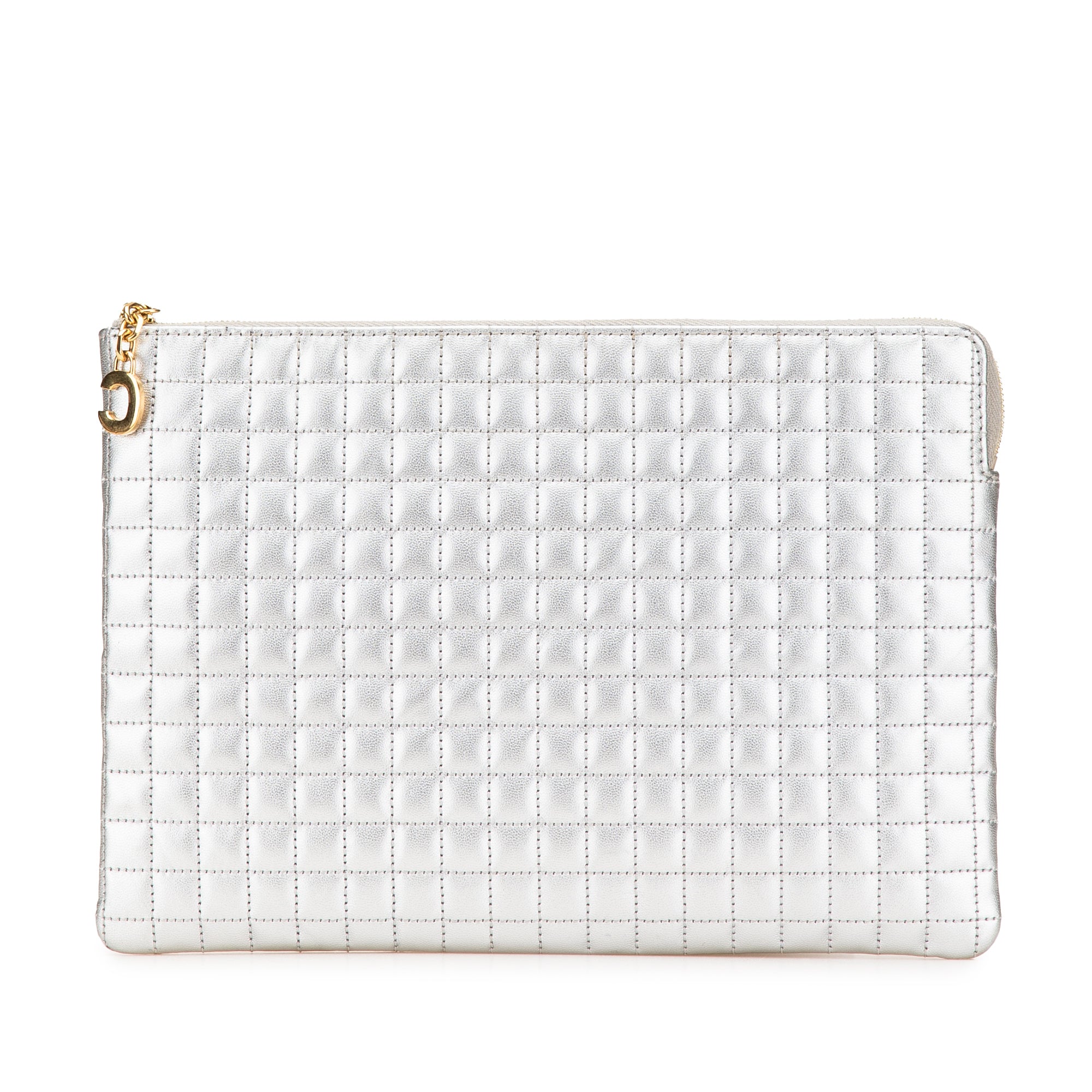 Quilted Metallic Calfskin C Charm Pouch - Image 1