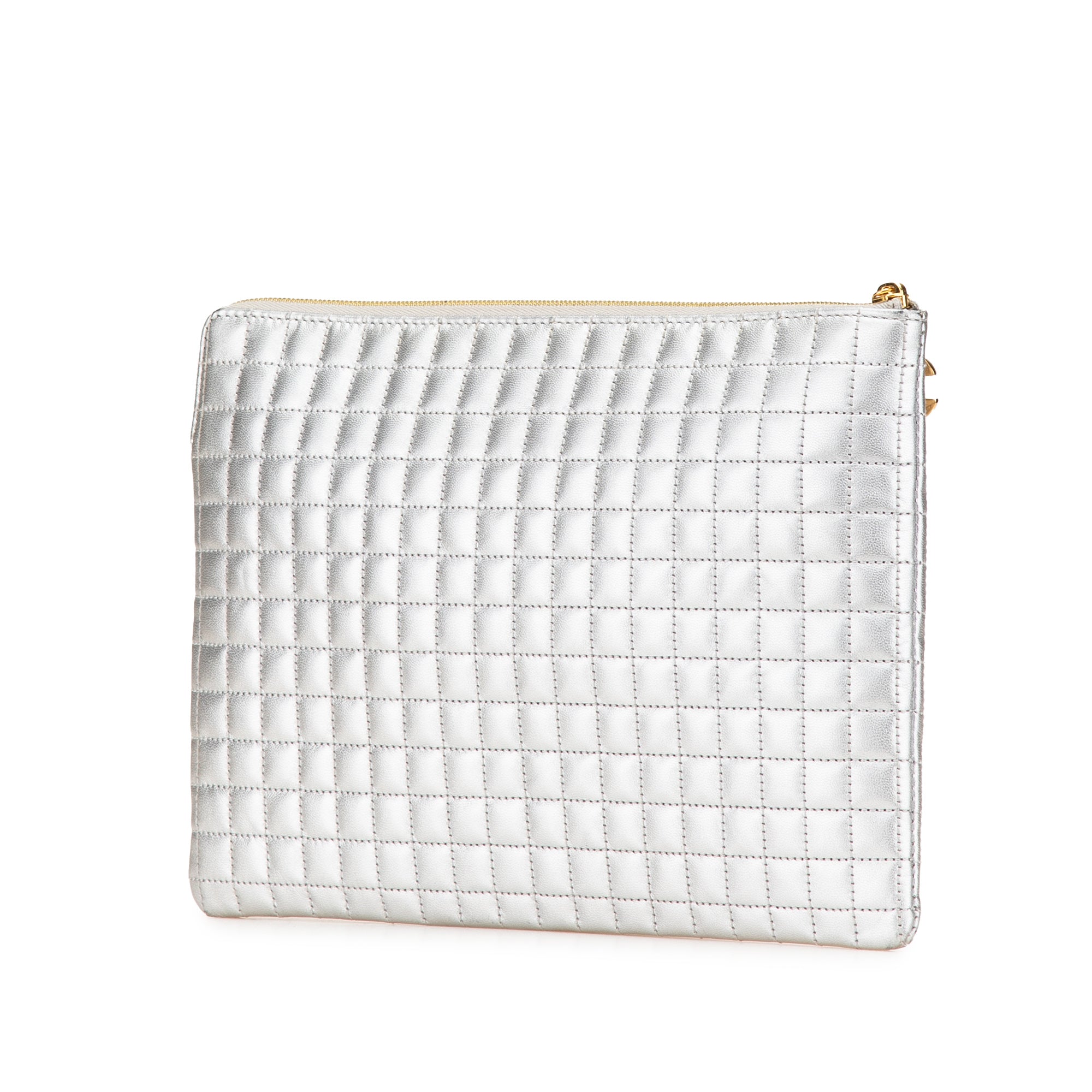 Quilted Metallic Calfskin C Charm Pouch - Image 2