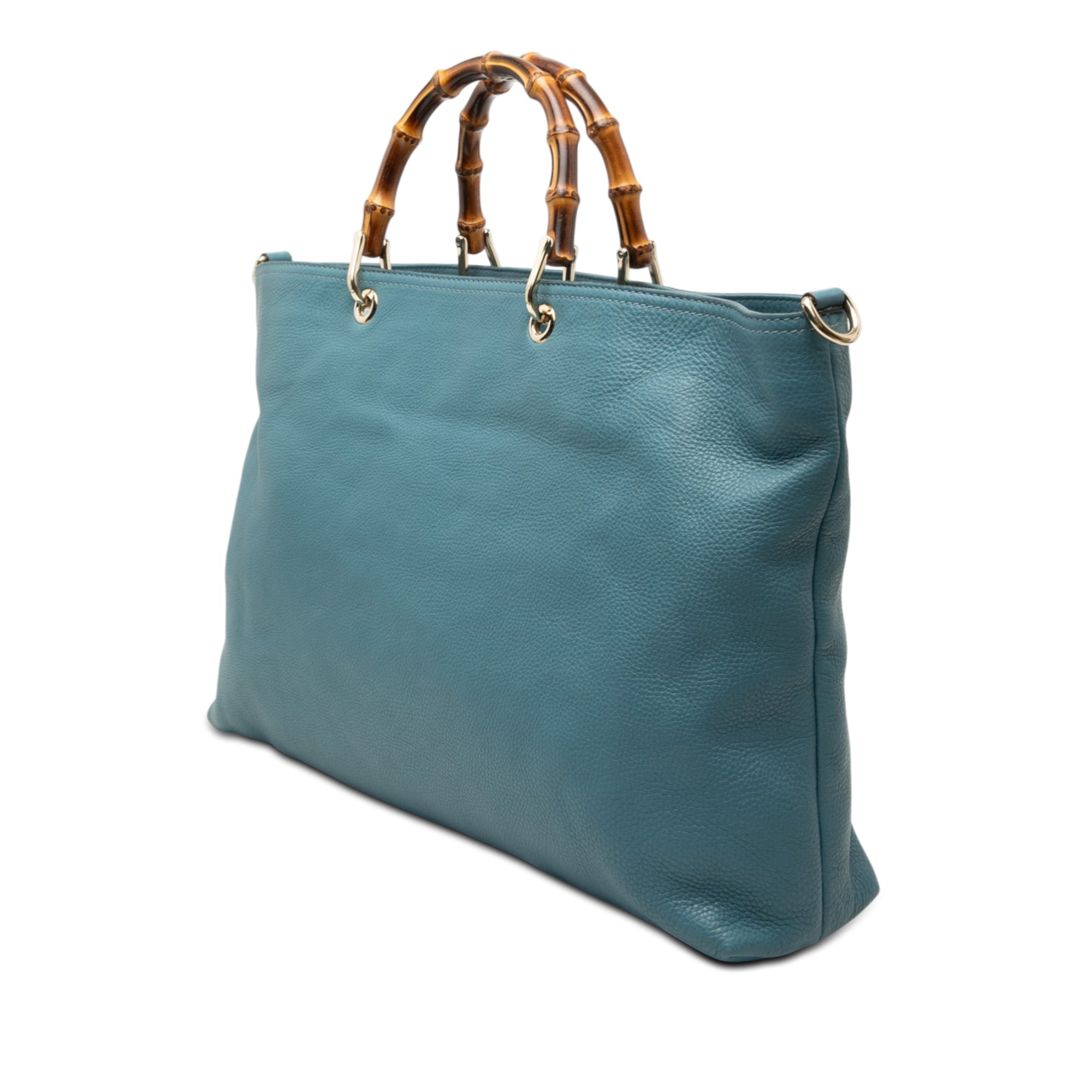 Large Calfskin Bamboo Shopper Satchel - Image 2