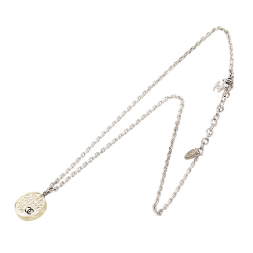 CC Silver Plated Resin Rhinestone Pendant Necklace - Image 1