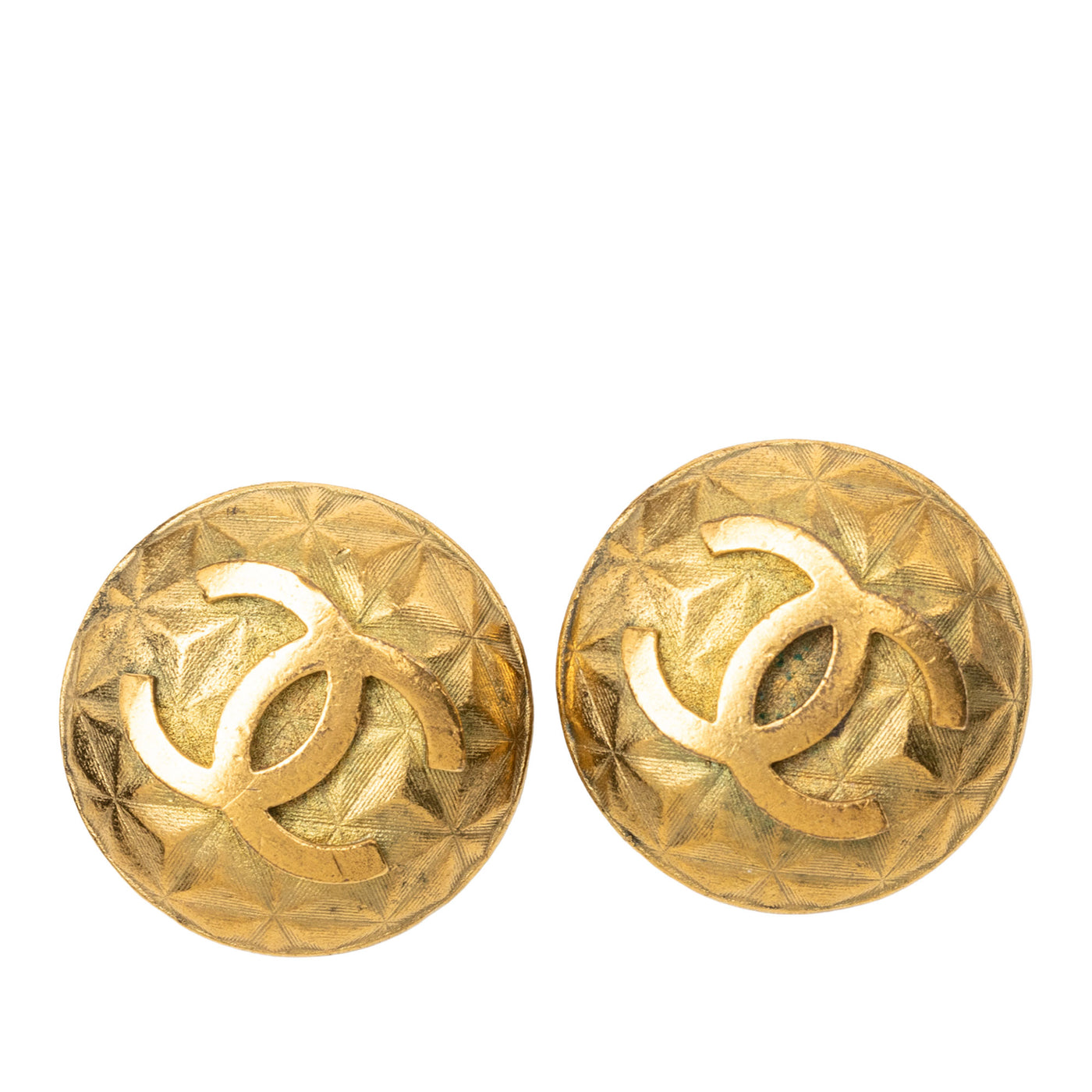 CC Gold Plated Round Clip On Earrings - Image 1