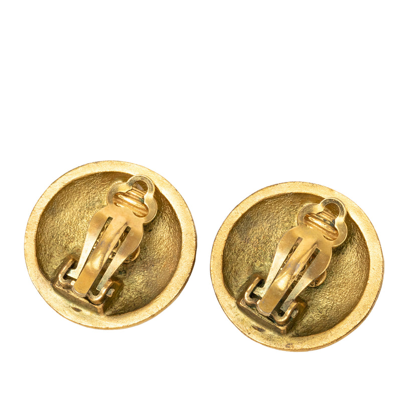 CC Gold Plated Round Clip On Earrings - Image 2