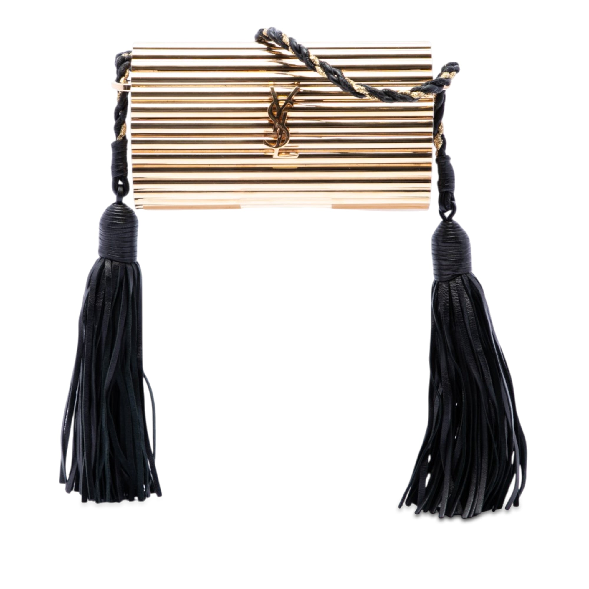 Ribbed Acrylic and Lambskin Fringe Monogram Opium Box Bag - Image 1