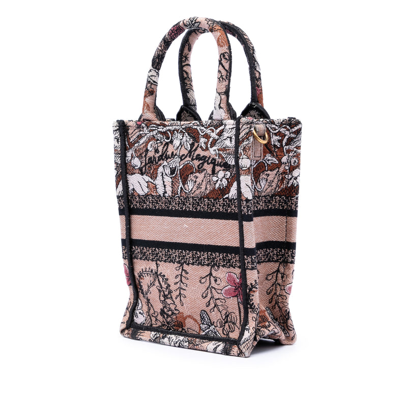 Mini Embroidered Canvas Jardin Magique Vertical Book Tote - Image 2