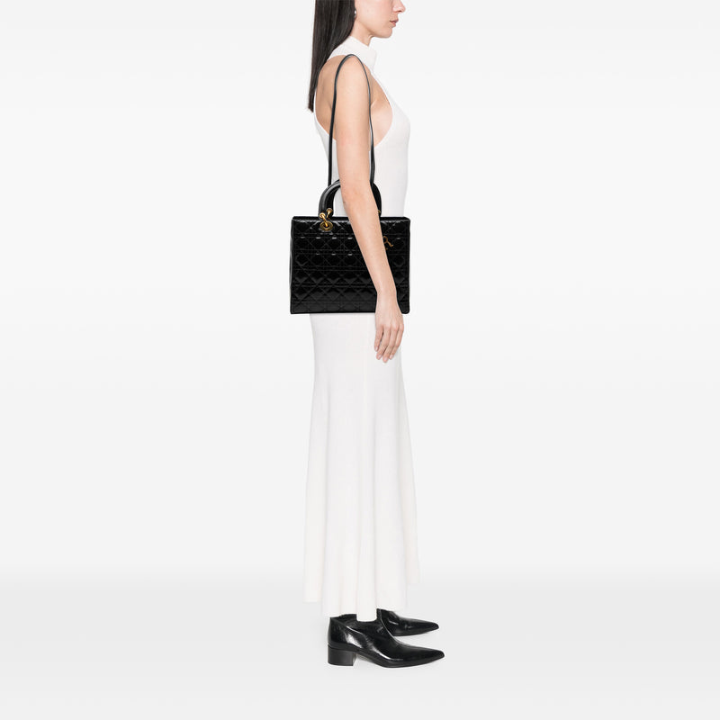 Large Lambskin Cannage Lady Dior - Image 6