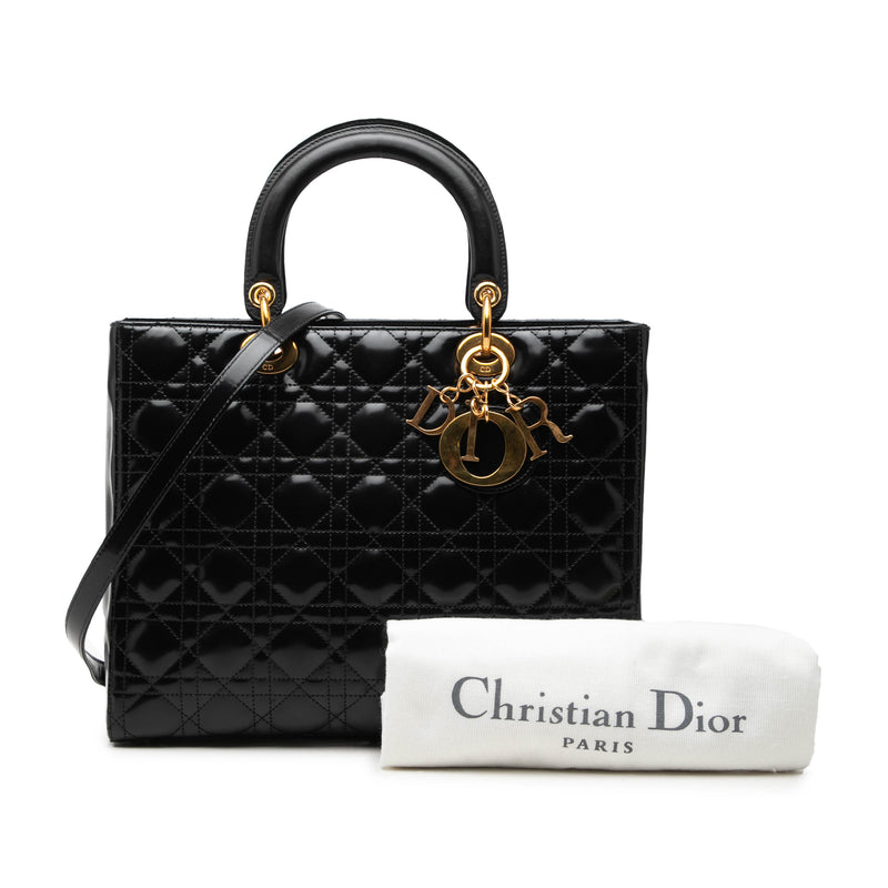 Large Lambskin Cannage Lady Dior - Image 7
