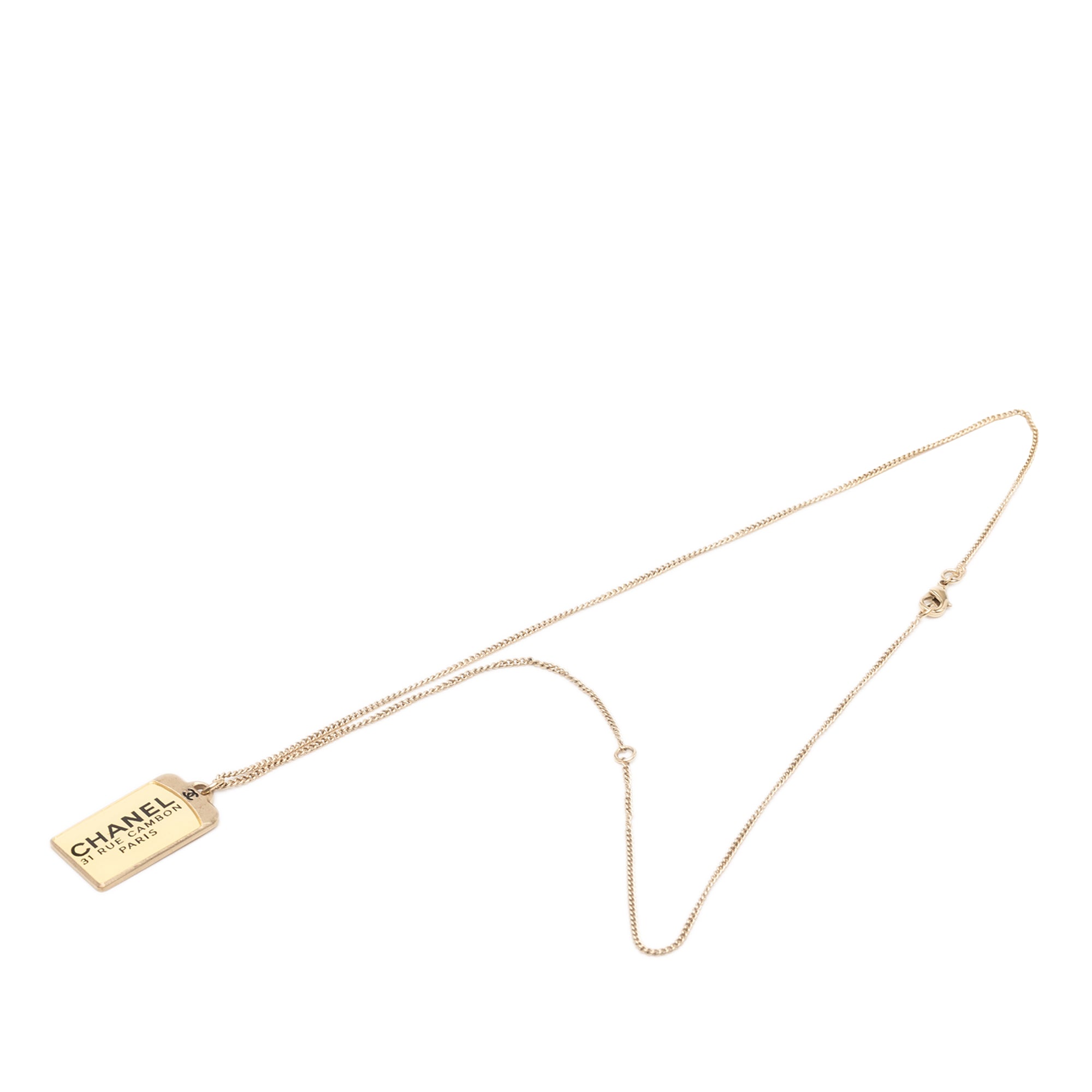 CC Gold Plated 31 Rue Cambon Dog Tag Pendant Necklace - Image 1
