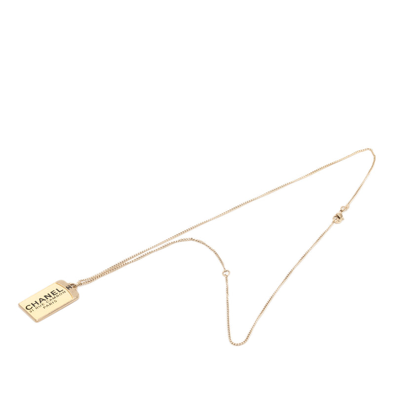 CC Gold Plated 31 Rue Cambon Dog Tag Pendant Necklace