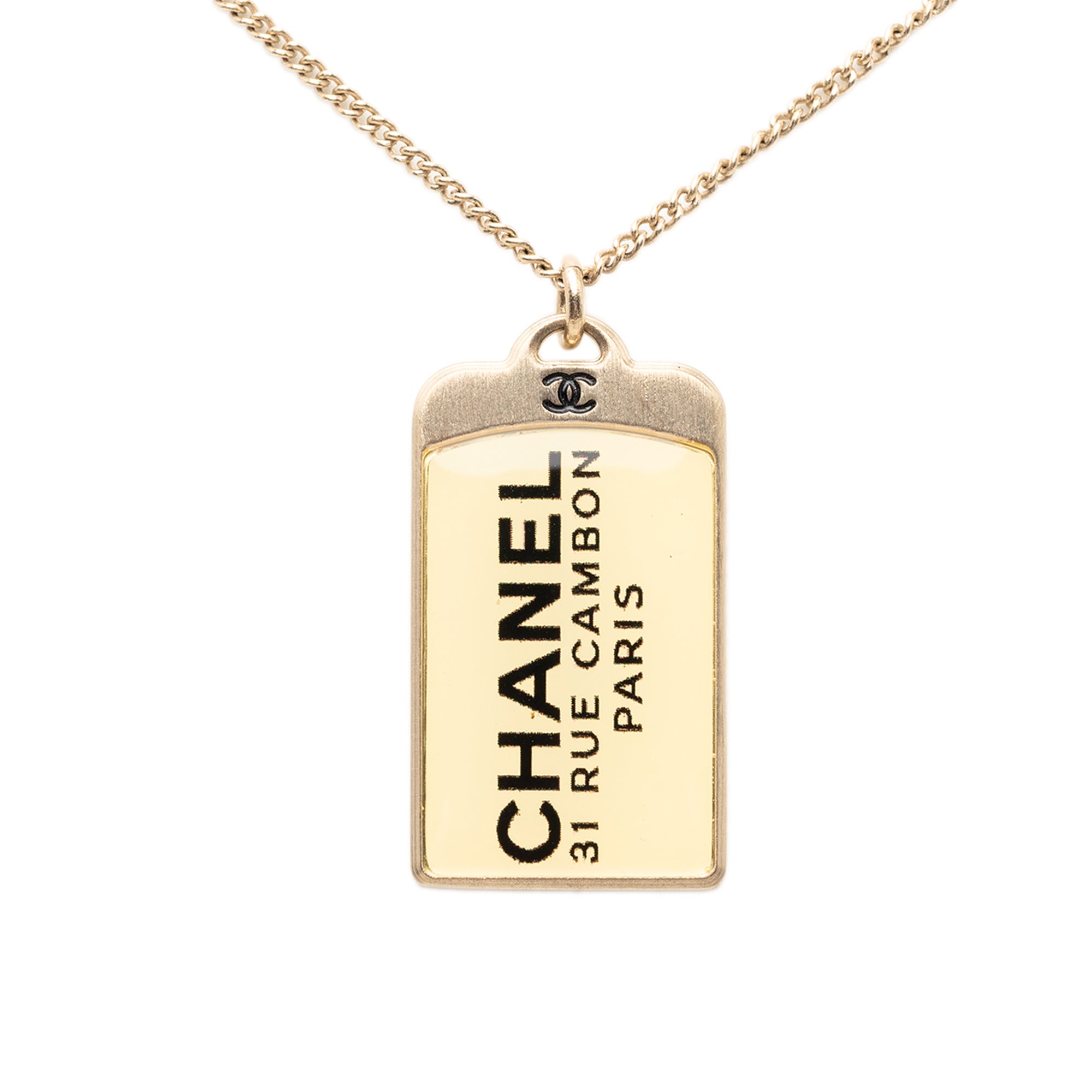 CC Gold Plated 31 Rue Cambon Dog Tag Pendant Necklace - Image 2