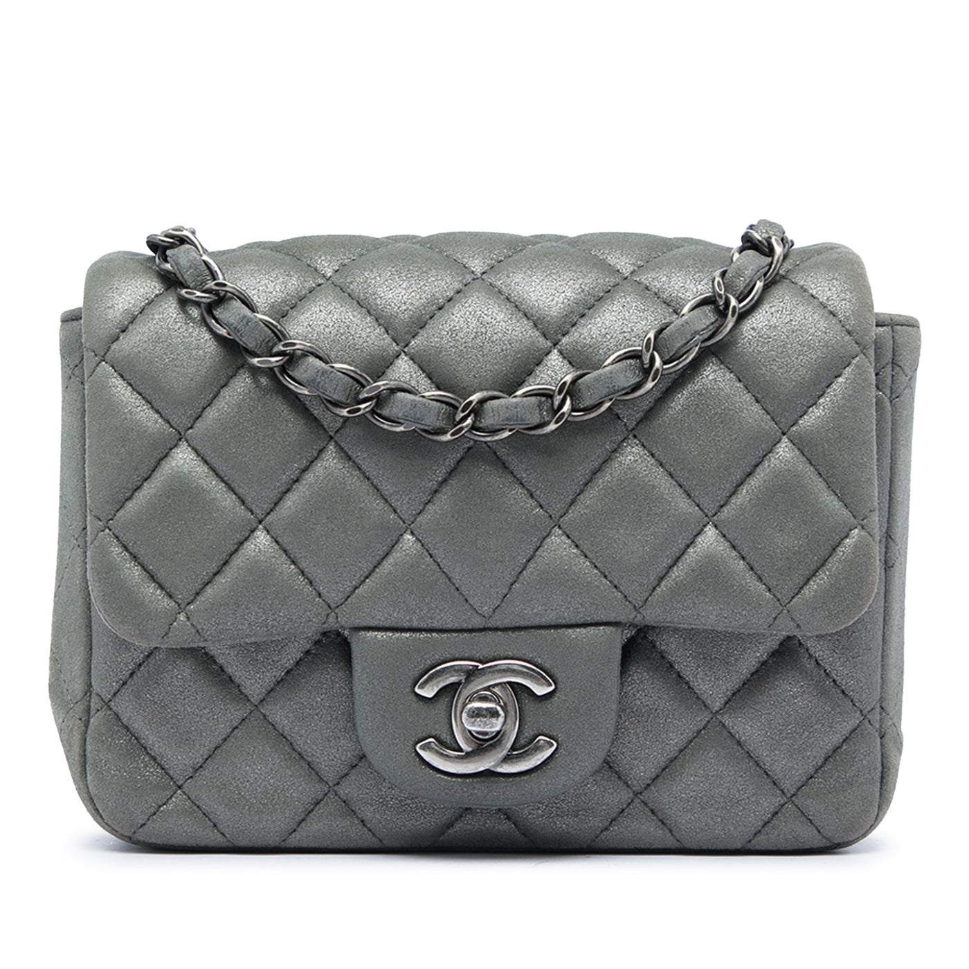 Mini Square Classic Metallic Lambskin Single Flap - Image 1