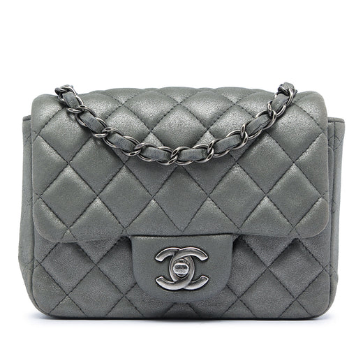 Mini Square Classic Metallic Lambskin Single Flap - Image 1