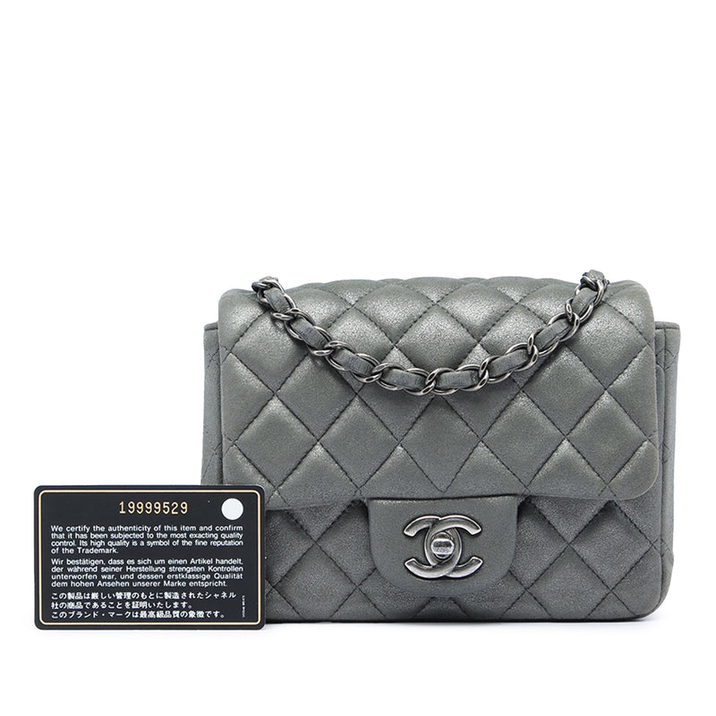 Mini Square Classic Metallic Lambskin Single Flap - Image 6