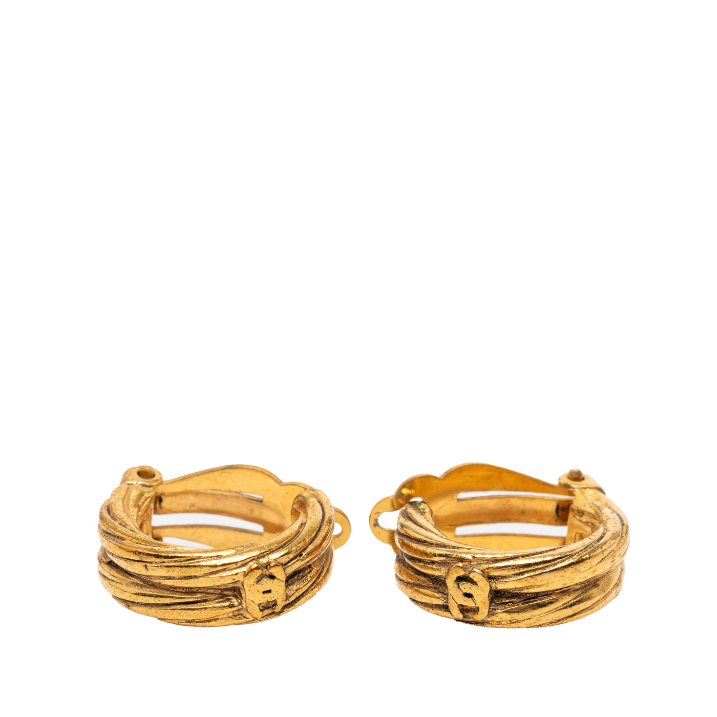 Gold Plated CC Hoop Clip On Earrings - Image 1