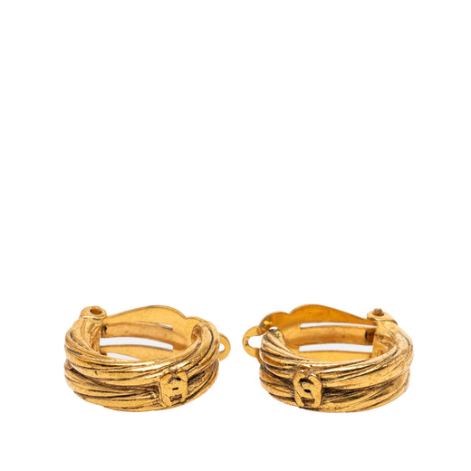 Gold Plated CC Hoop Clip On Earrings - Image 1