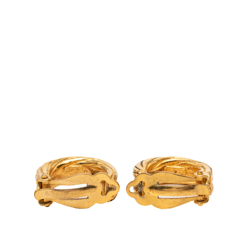 Gold Plated CC Hoop Clip On Earrings - Image 2