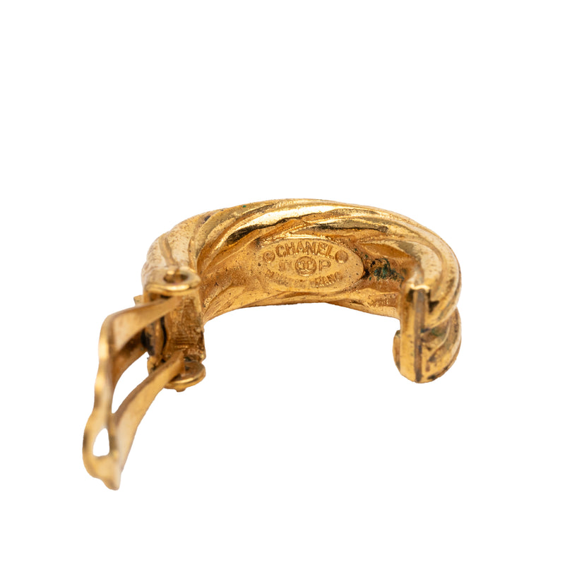 Gold Plated CC Hoop Clip On Earrings - Image 3