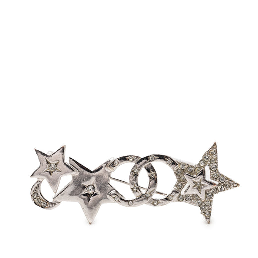 CC Brass and Strass Star and Moon Pin Brooch - Image 1