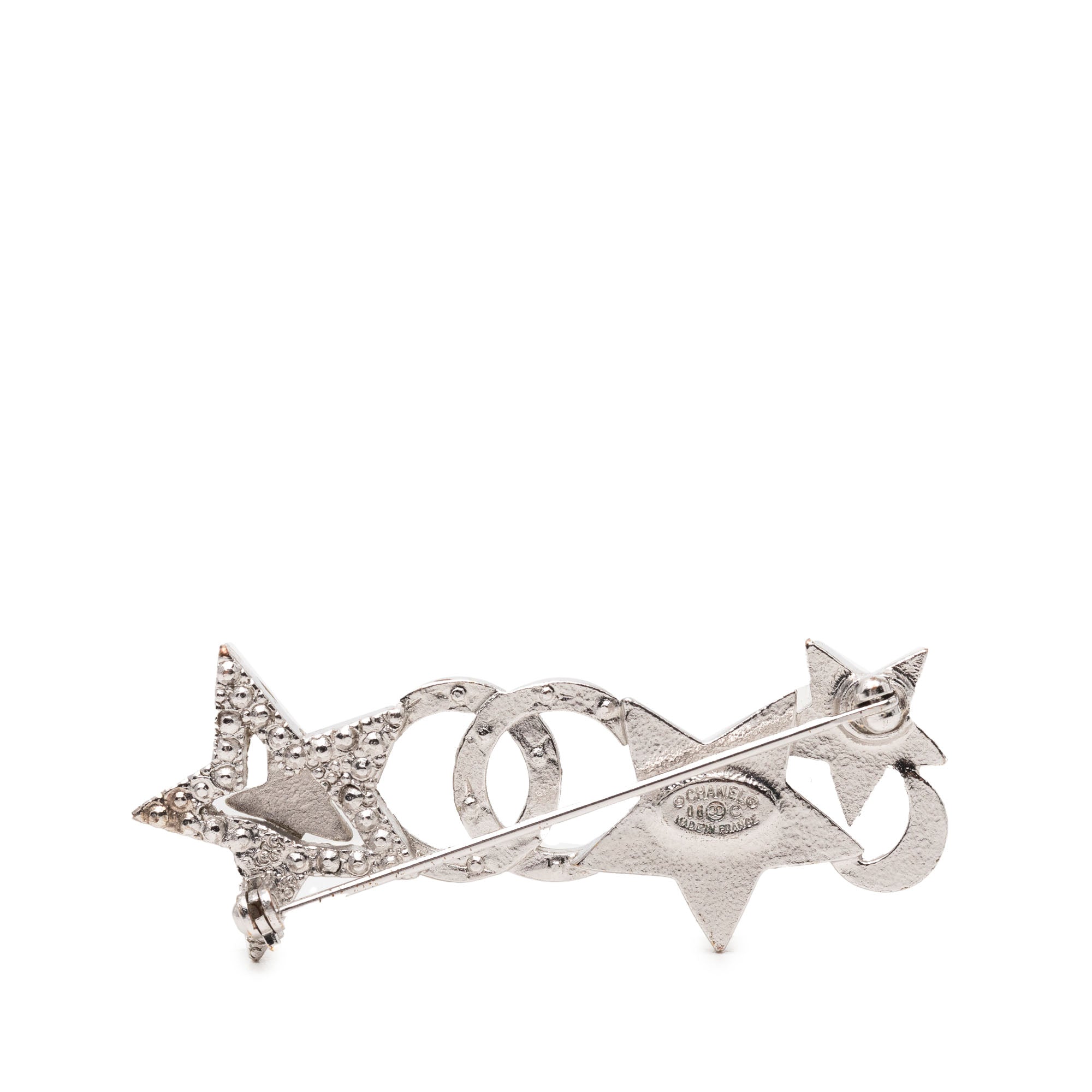 CC Brass and Strass Star and Moon Pin Brooch - Image 2