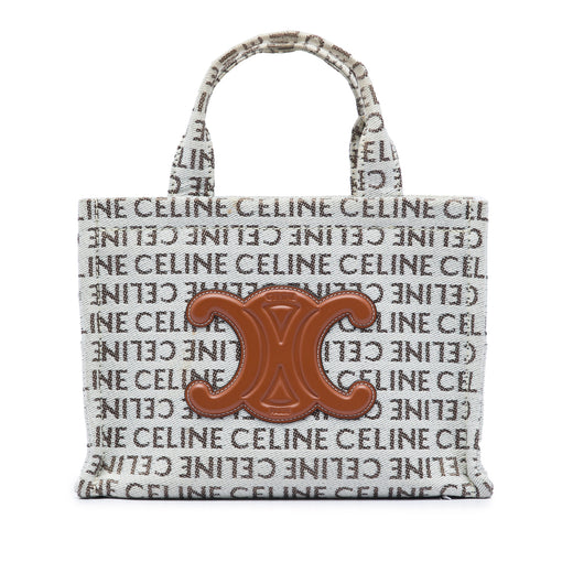 Small All Over Logo Print Canvas Cuir Triomphe Cabas Thais Satchel - Image 1
