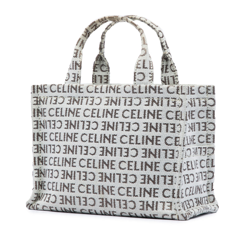 Small All Over Logo Print Canvas Cuir Triomphe Cabas Thais Satchel - Image 2