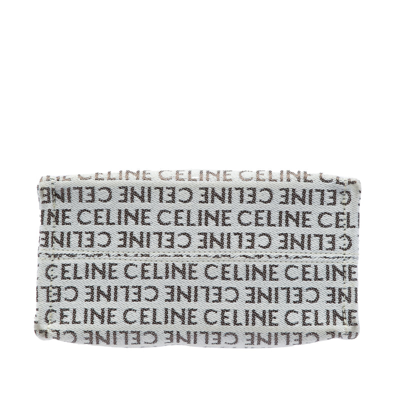 Small All Over Logo Print Canvas Cuir Triomphe Cabas Thais Satchel - Image 3