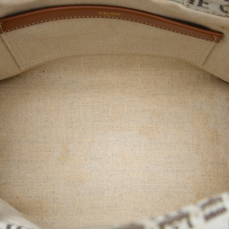 Small All Over Logo Print Canvas Cuir Triomphe Cabas Thais Satchel - Image 4