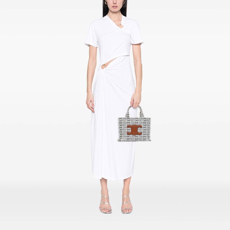 Small All Over Logo Print Canvas Cuir Triomphe Cabas Thais Satchel - Image 6