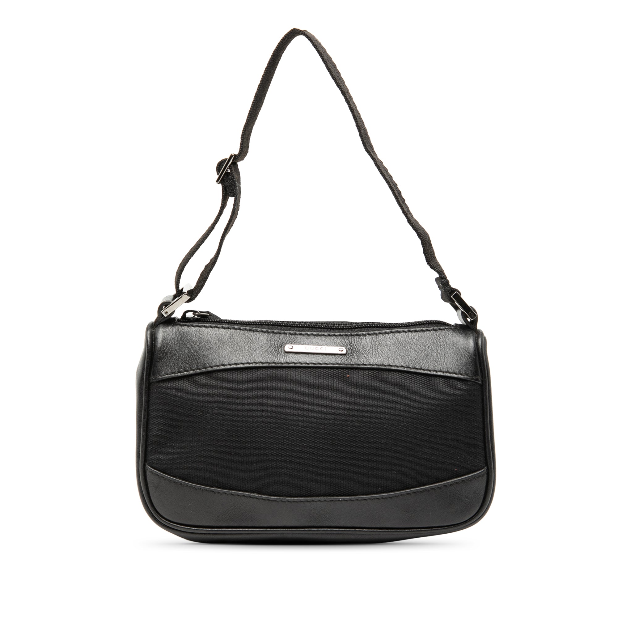 Leather Trimmed Canvas Shoulder Bag - Image 1
