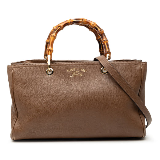 Medium Calfskin Bamboo Shopper Satchel - Image 1