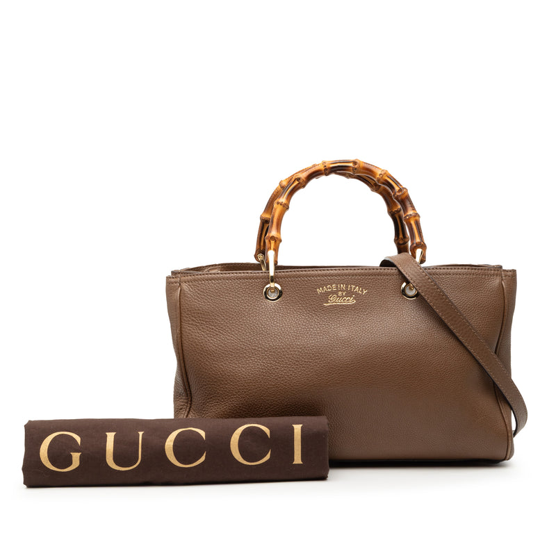 Medium Calfskin Bamboo Shopper Satchel - Image 9
