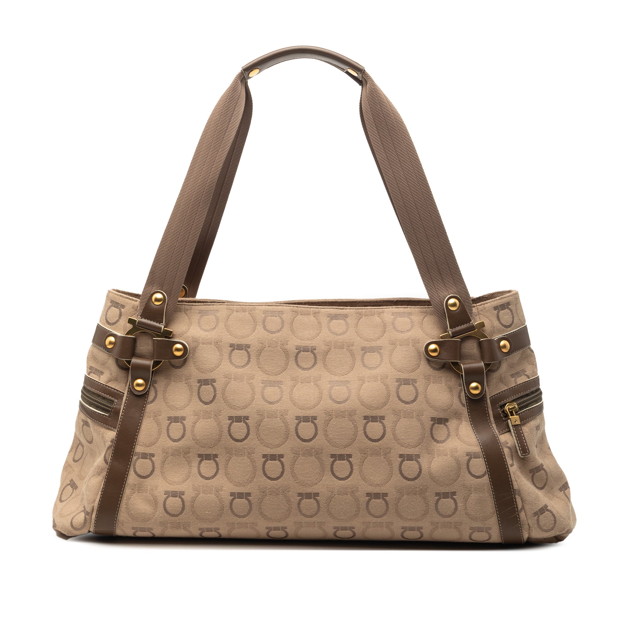 Gancini Canvas Shoulder Bag - Image 1