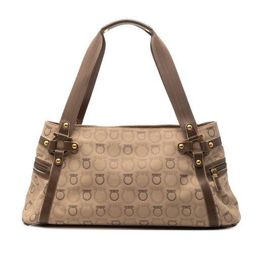 Gancini Canvas Shoulder Bag - Image 1