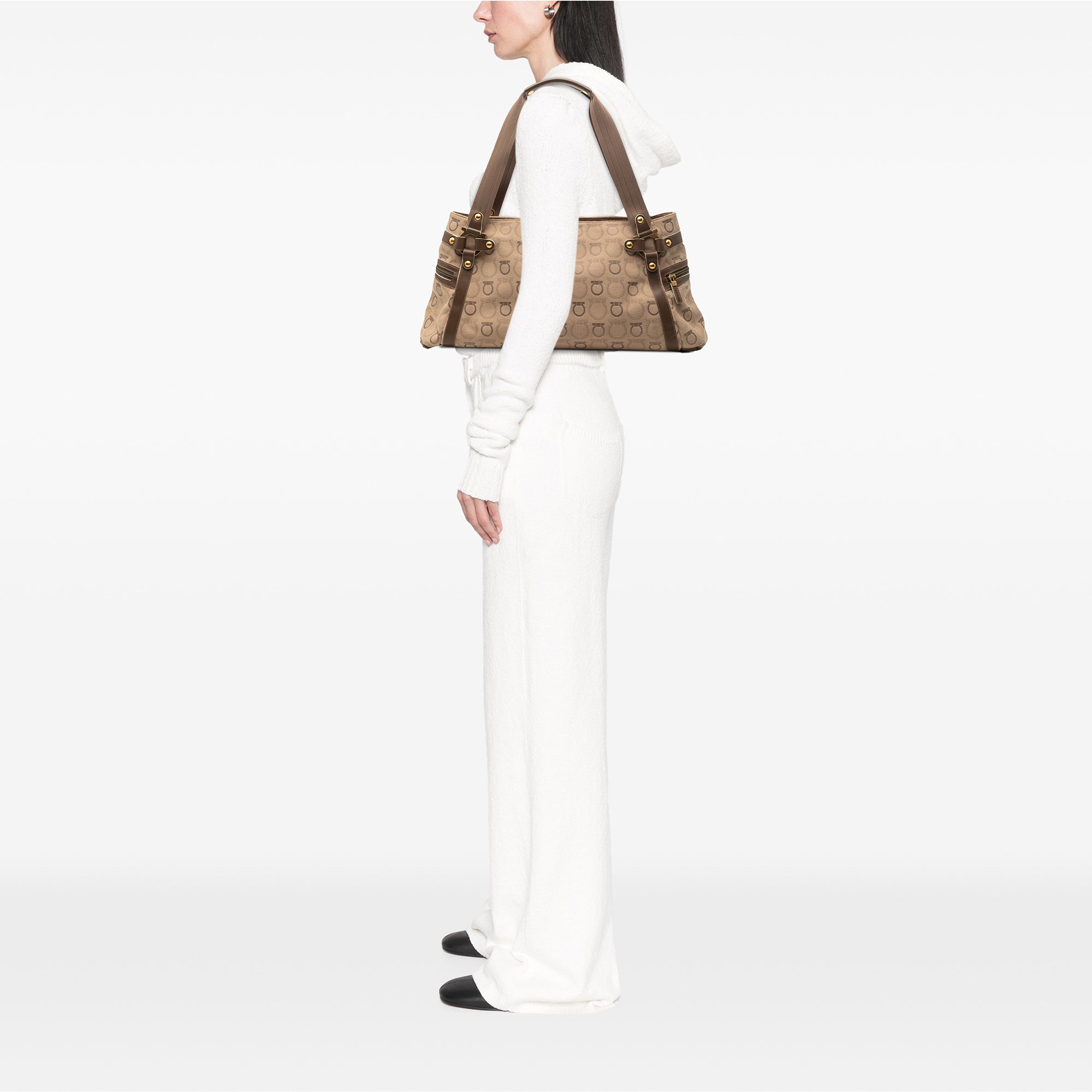 Gancini Canvas Shoulder Bag - Image 6