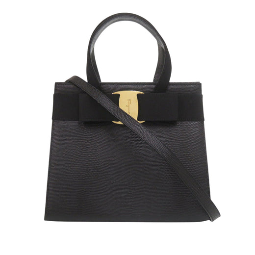 Lizard Embossed Leather Vara Bow Satchel - Image 1