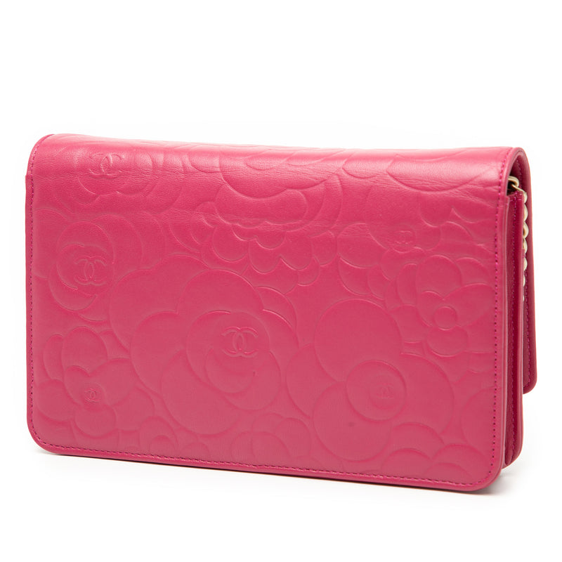 CC Embossed Lambskin Camellia Wallet On Chain - Image 2