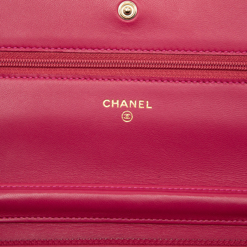 CC Embossed Lambskin Camellia Wallet On Chain - Image 5