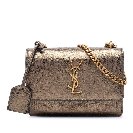 Small Metallic Lizard Embossed Leather Monogram Sunset Crossbody - Image 1