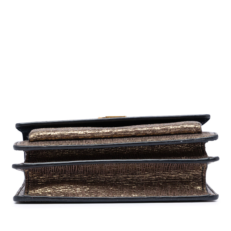 Small Metallic Lizard Embossed Leather Monogram Sunset Crossbody - Image 3