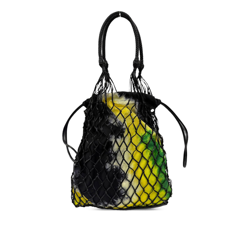 Mesh Leather and Tie Dye Printed Tessuto Bucket Bag - Image 2