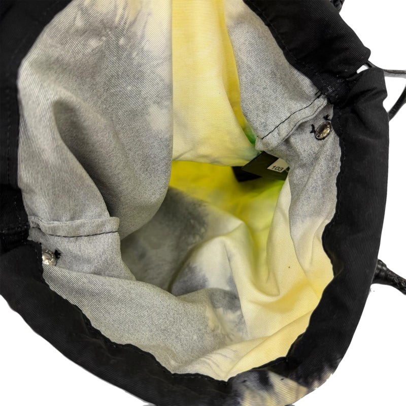 Mesh Leather and Tie Dye Printed Tessuto Bucket Bag - Image 4
