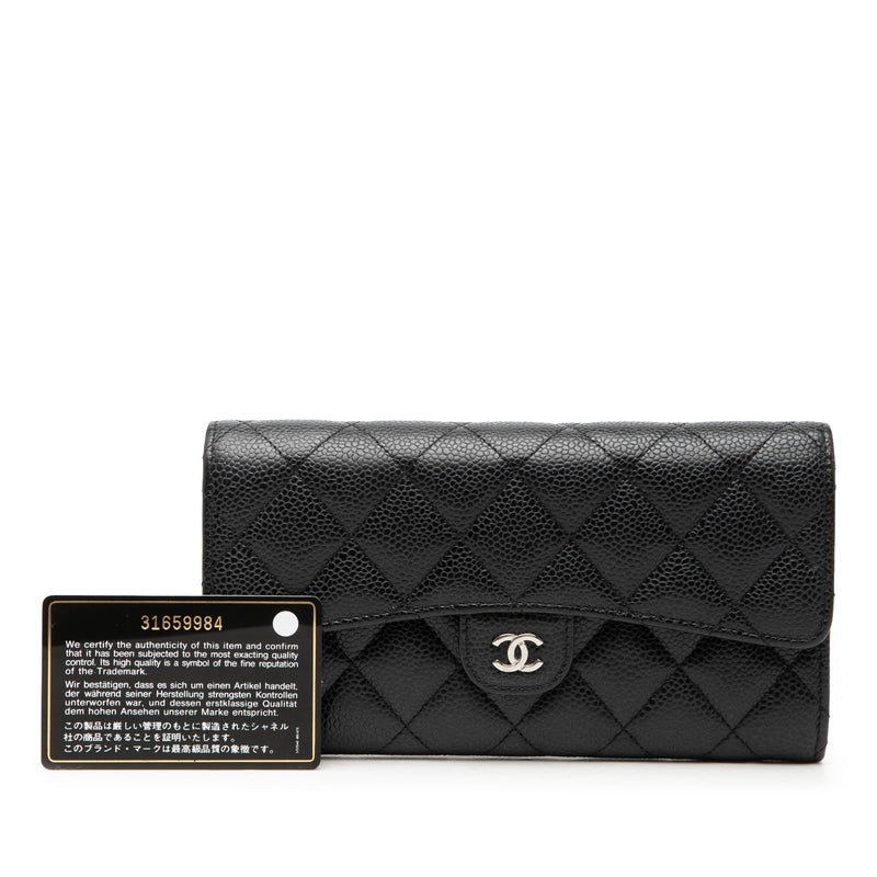 CC Quilted Caviar Classic Flap Wallet - Image 8
