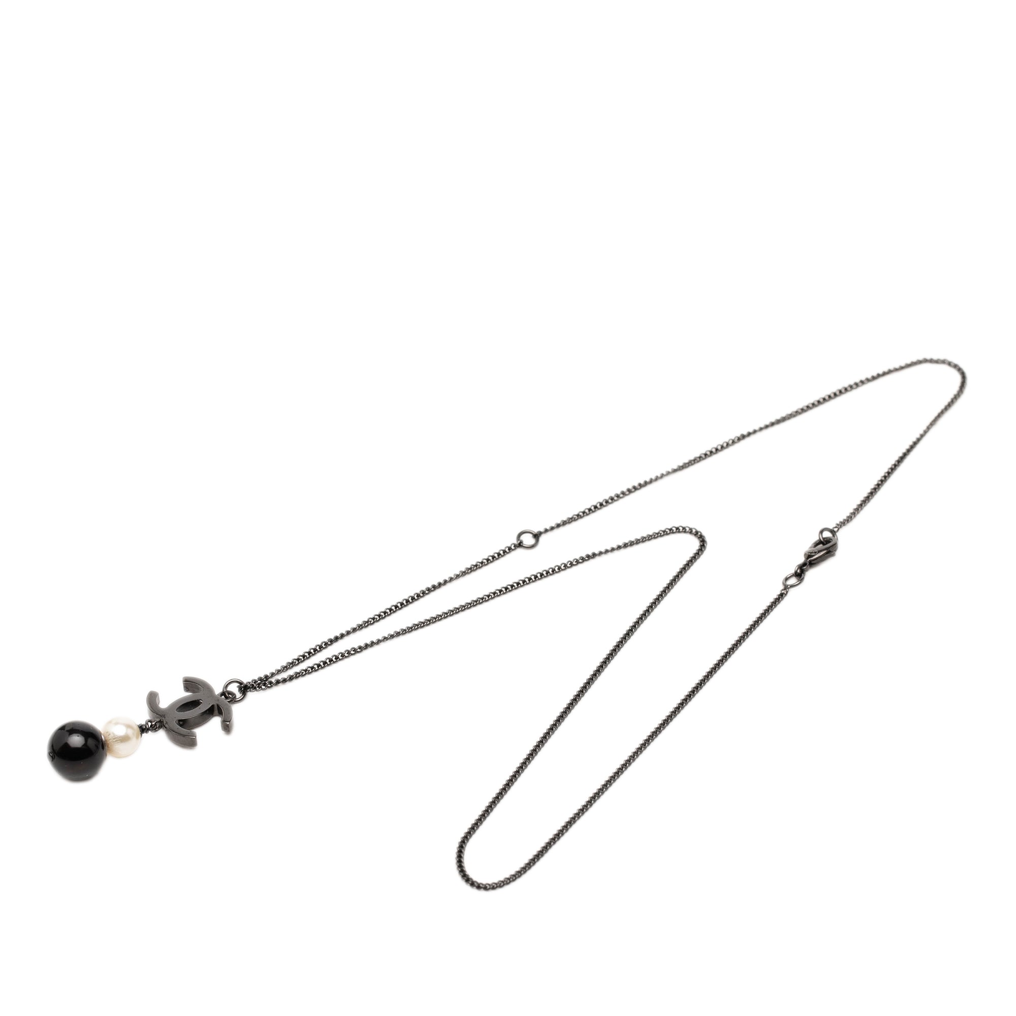 CC Brass Faux Pearl and Bead Drop Pendant Necklace - Image 1