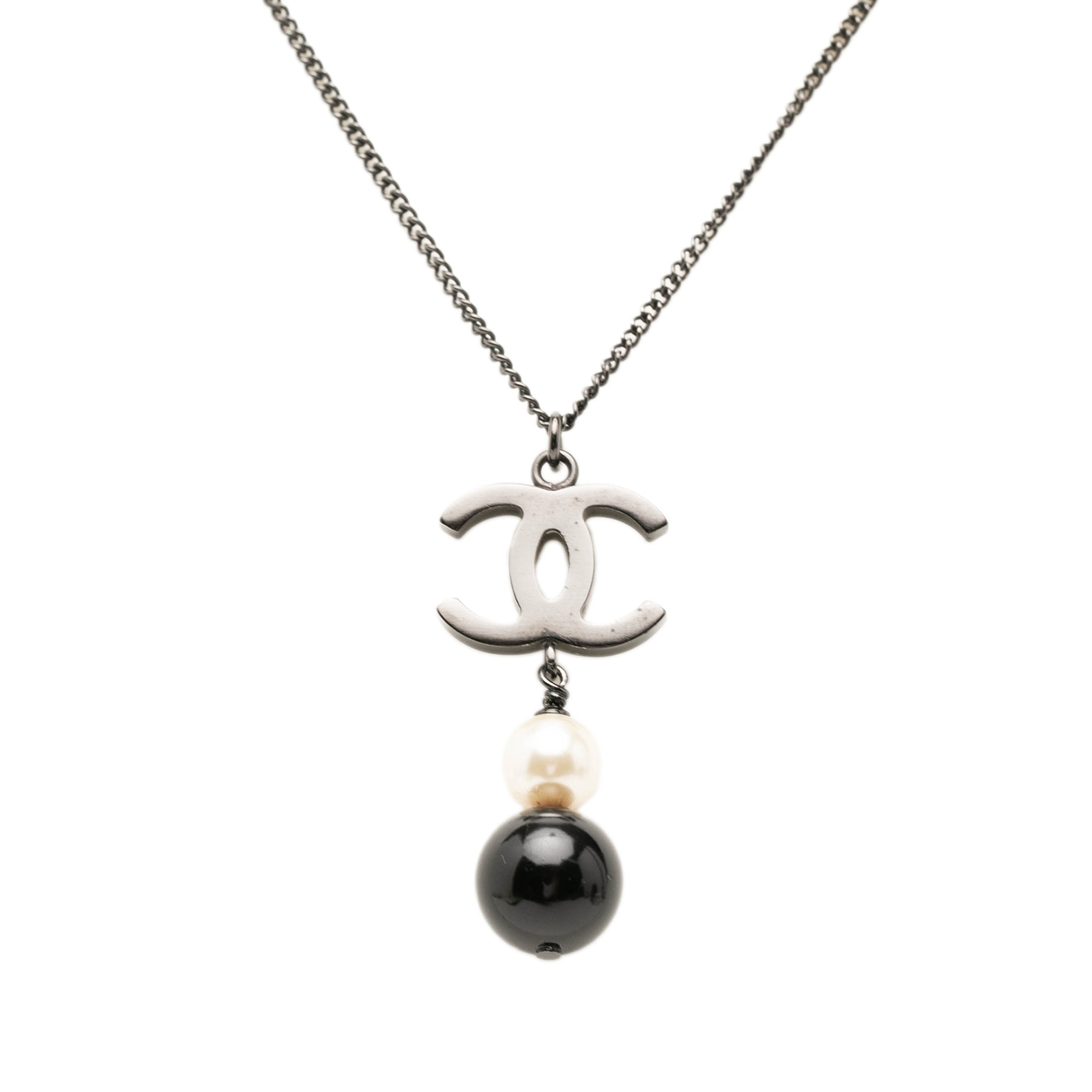 CC Brass Faux Pearl and Bead Drop Pendant Necklace - Image 3
