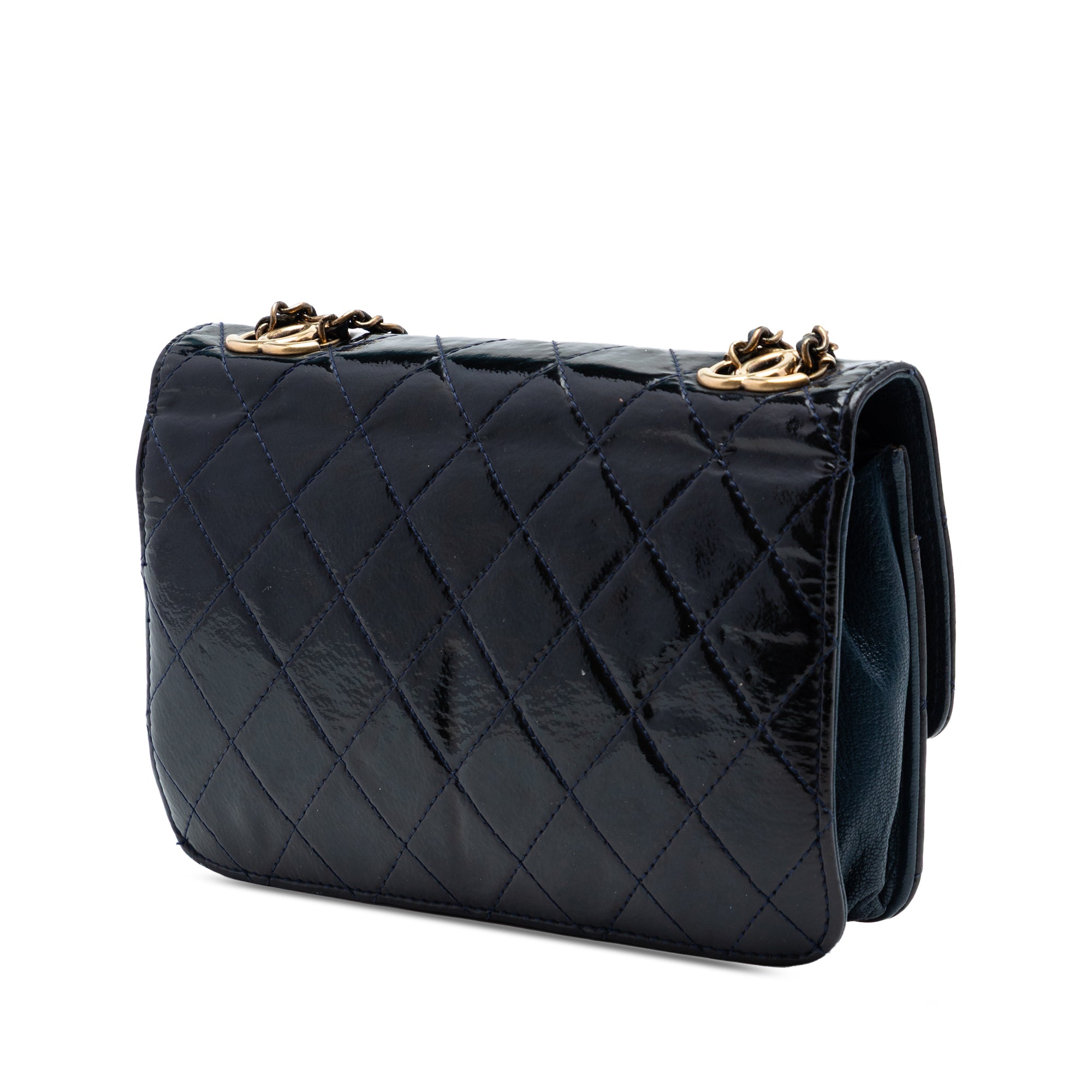 Quilted Patent and Goatskin CC Eyelet Wallet On Chain - Image 2