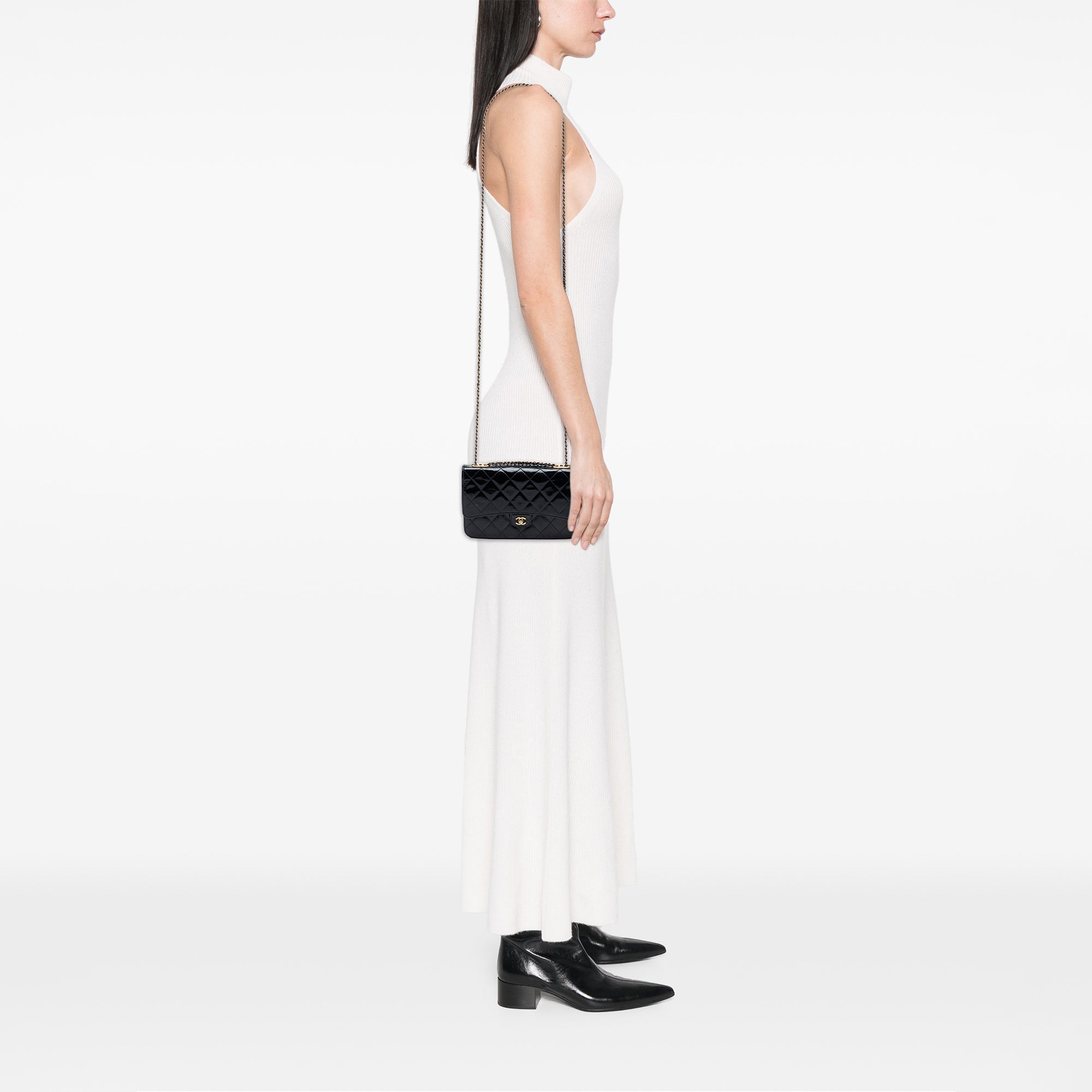 Quilted Patent and Goatskin CC Eyelet Wallet On Chain - Image 7